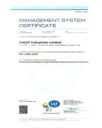 ISO 14001:2015 Certificate Indofil Dahej