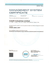 OHSAS 18001:2007 Certificate Indofil Dahej